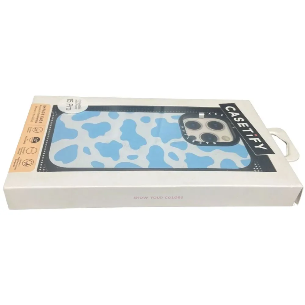 iPhone 15 Pro Case MagSafe CASETiFY Impact Blue Cow Print Protective Cover